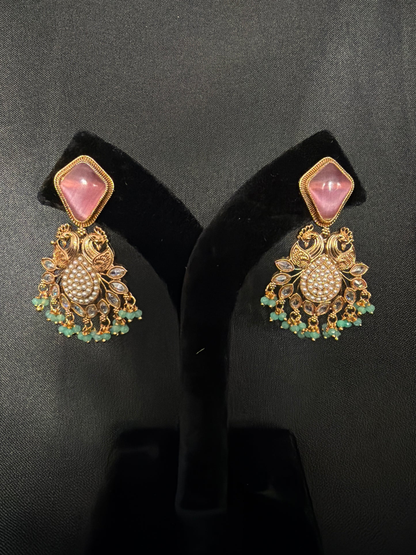 Stone Peacock Chandbali Earrings