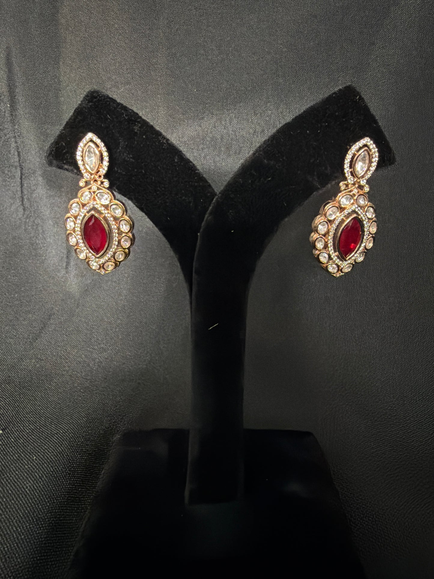 Polki Drop Earrings with Halo Detailing