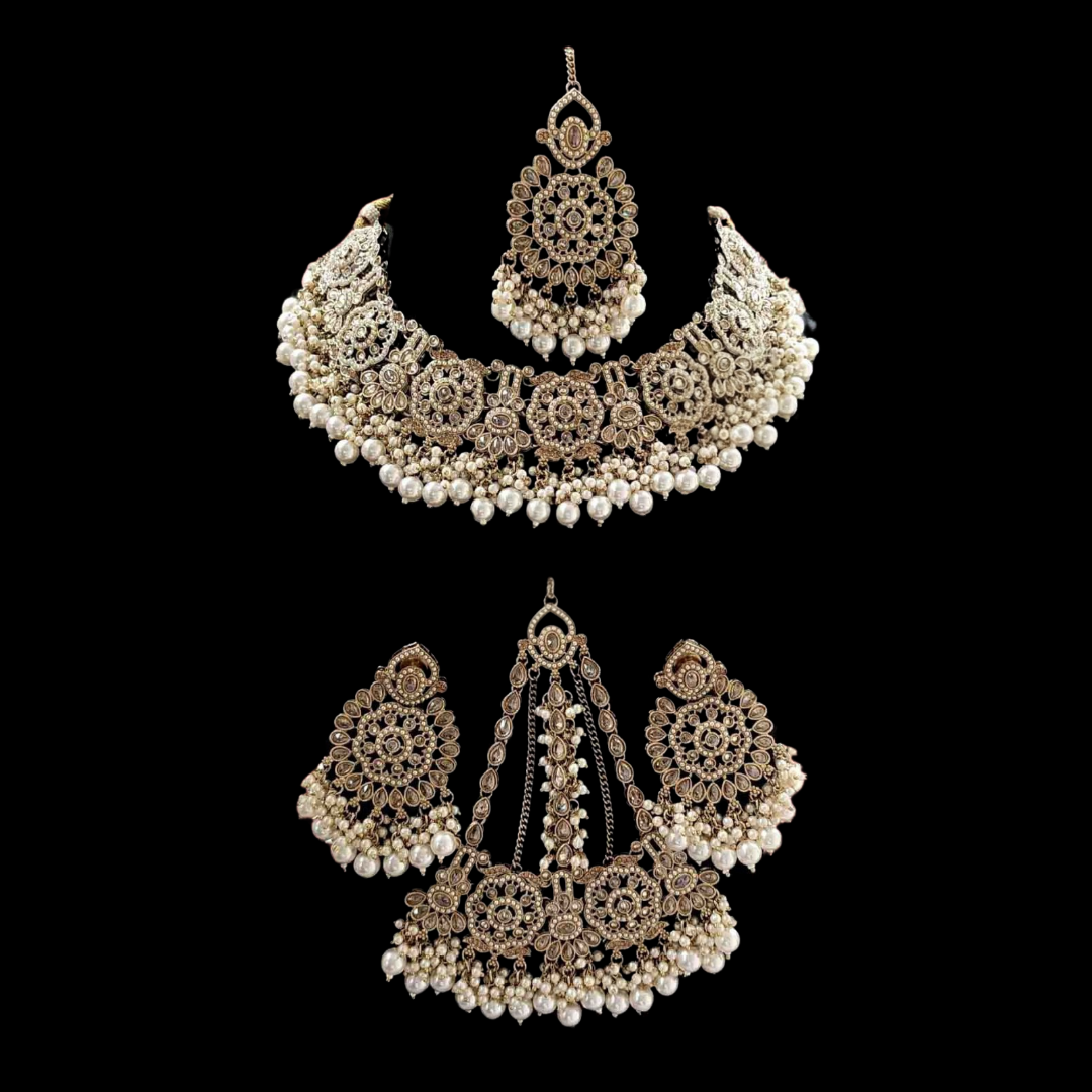 Heritage Pearl Kundan Choker Set with tikka and passa