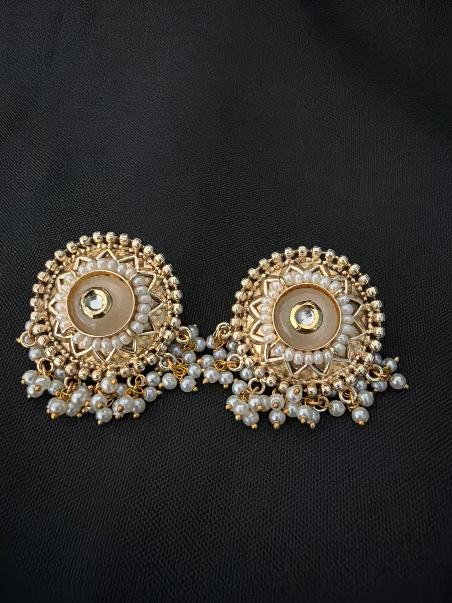 Rajwadi  Pearl Jhumka Stud Earrings