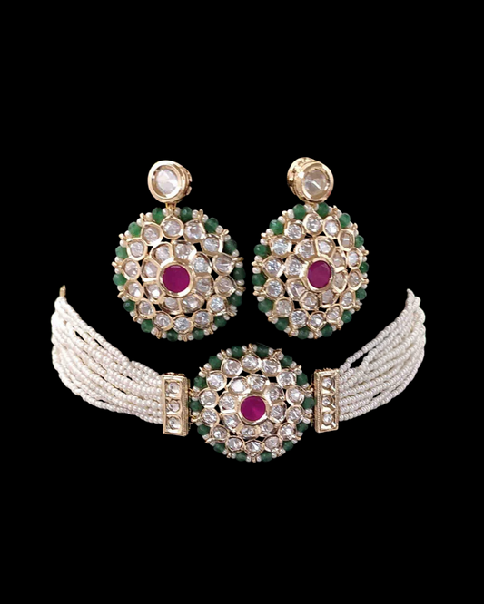 Ruby Emerald Kundan Choker Set
