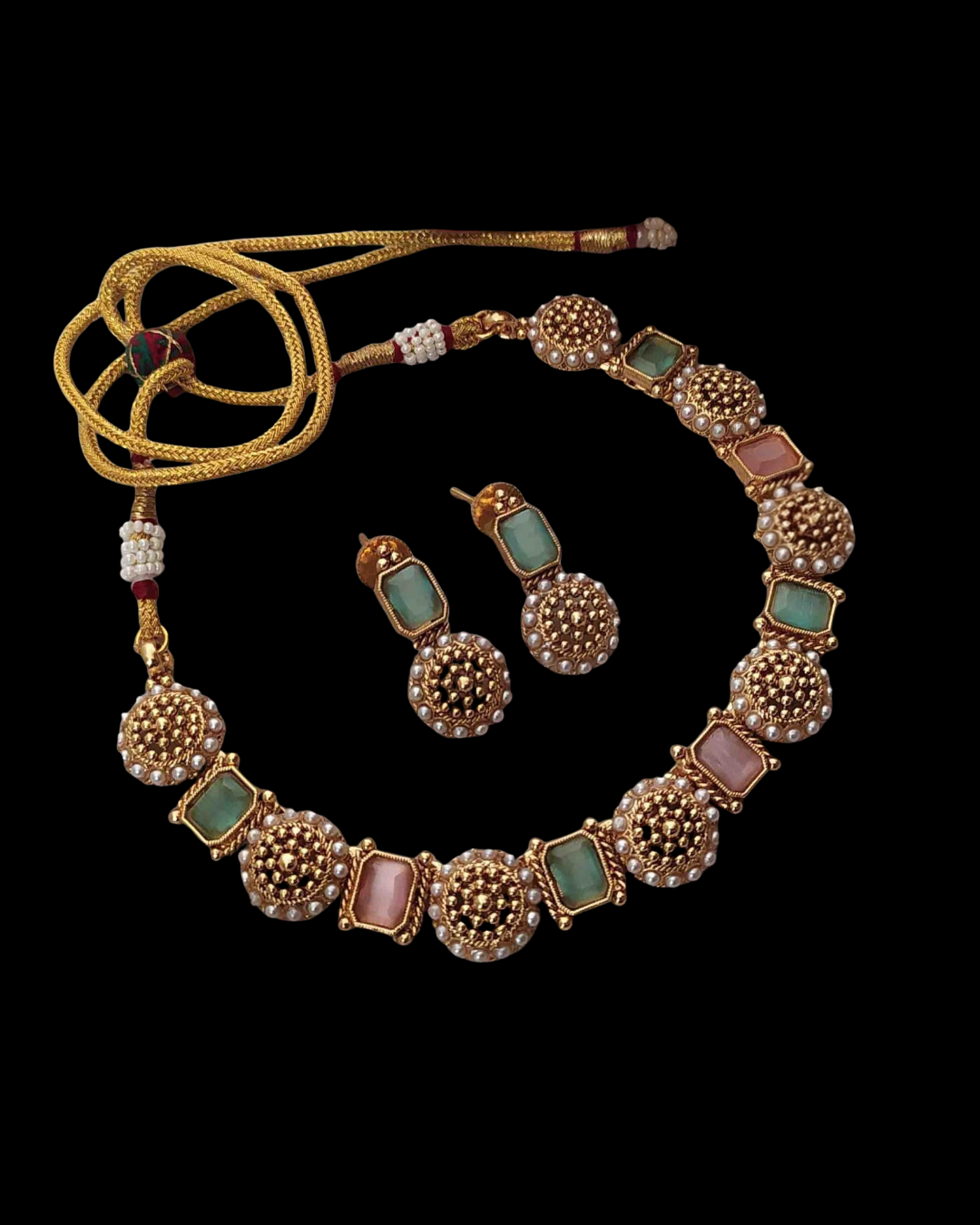 Meenakari Beaded Kundan Set
