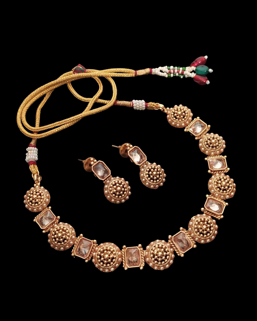 Meenakari Beaded Kundan Set