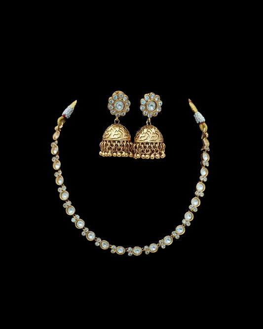 Classic Kundan Jhumka Necklace Set