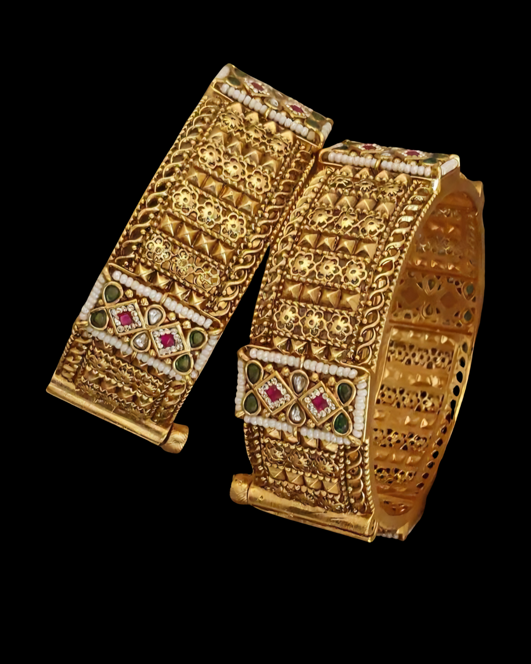 Temple Design Antique Gold Bangles
