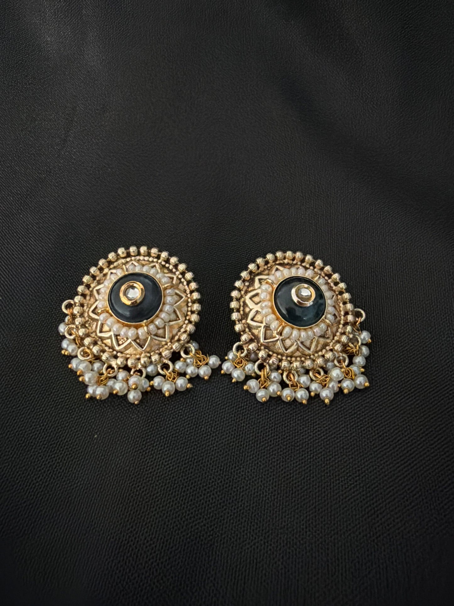 Rajwadi  Pearl Jhumka Stud Earrings