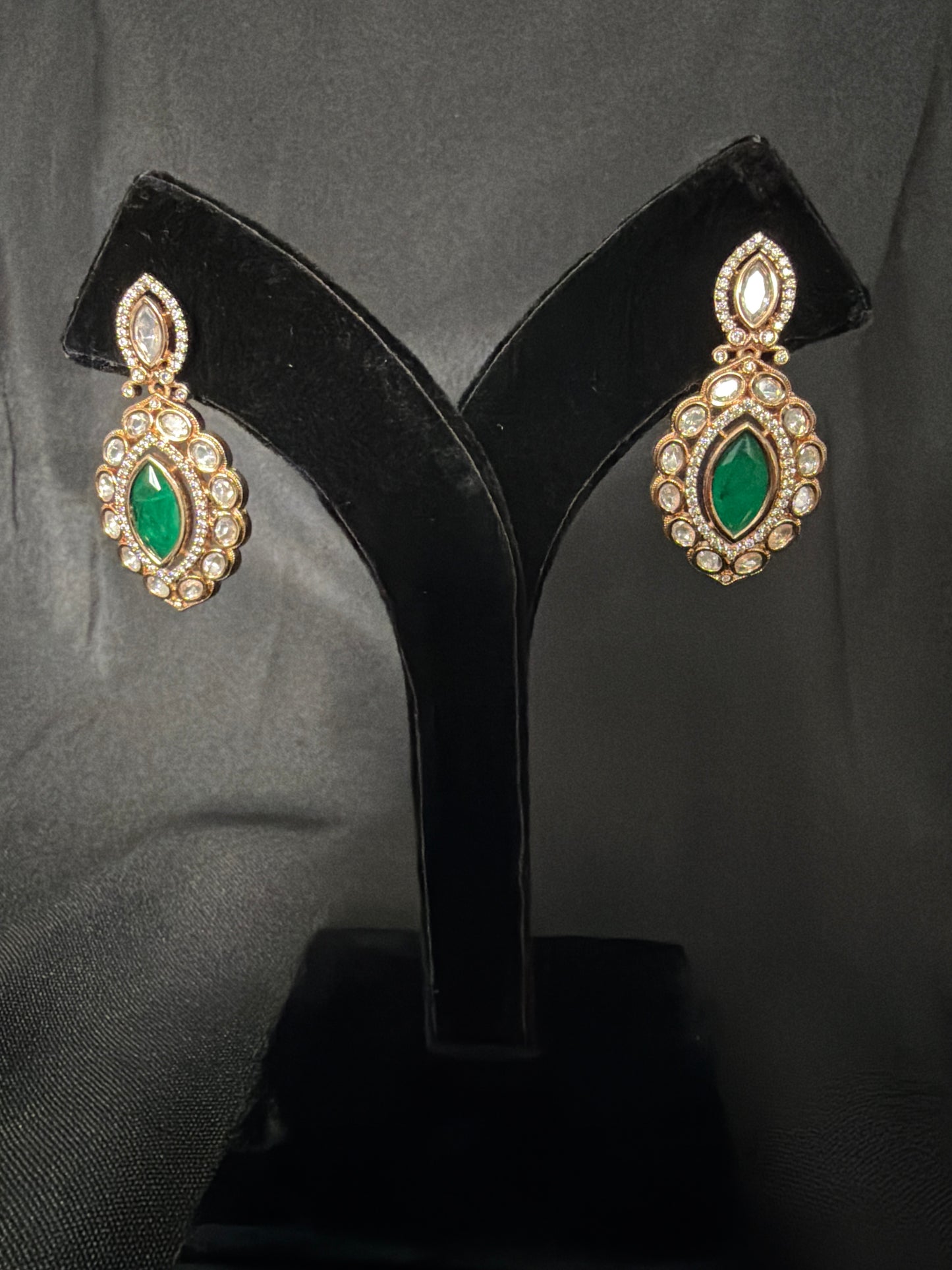 Polki Drop Earrings with Halo Detailing