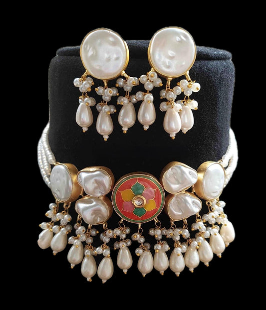 Pearl & Meenakari Kundan Choker Set