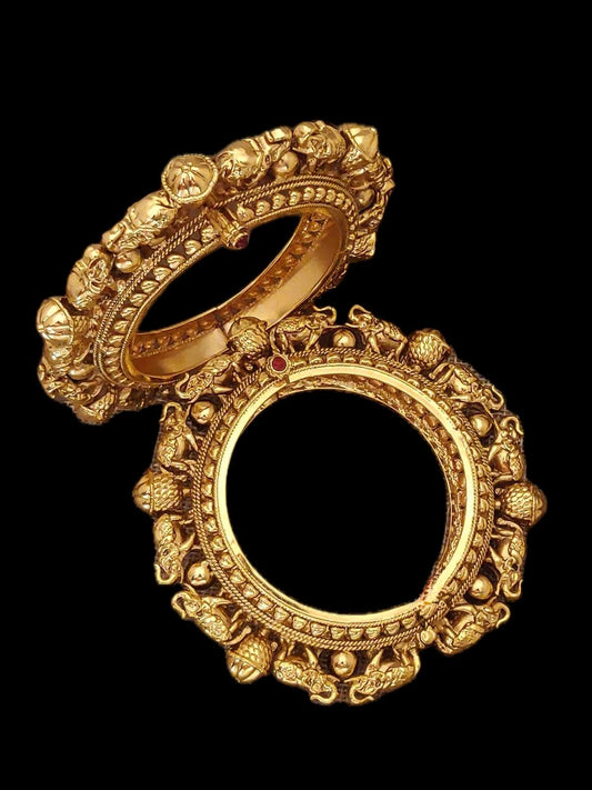 . Heritage Temple Design Gold Bangles (Pair)