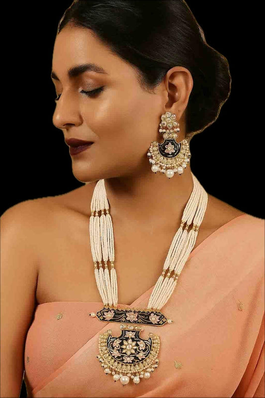Meenakari Pearl Beaded Long Necklace Set