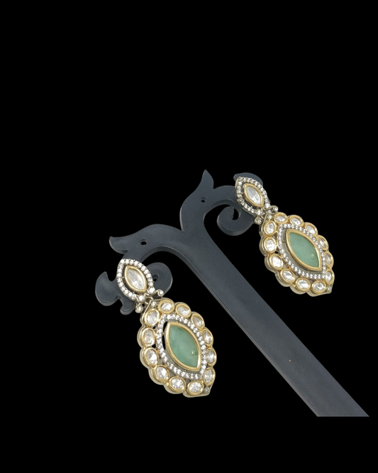 Polki Drop Earrings with Halo Detailing
