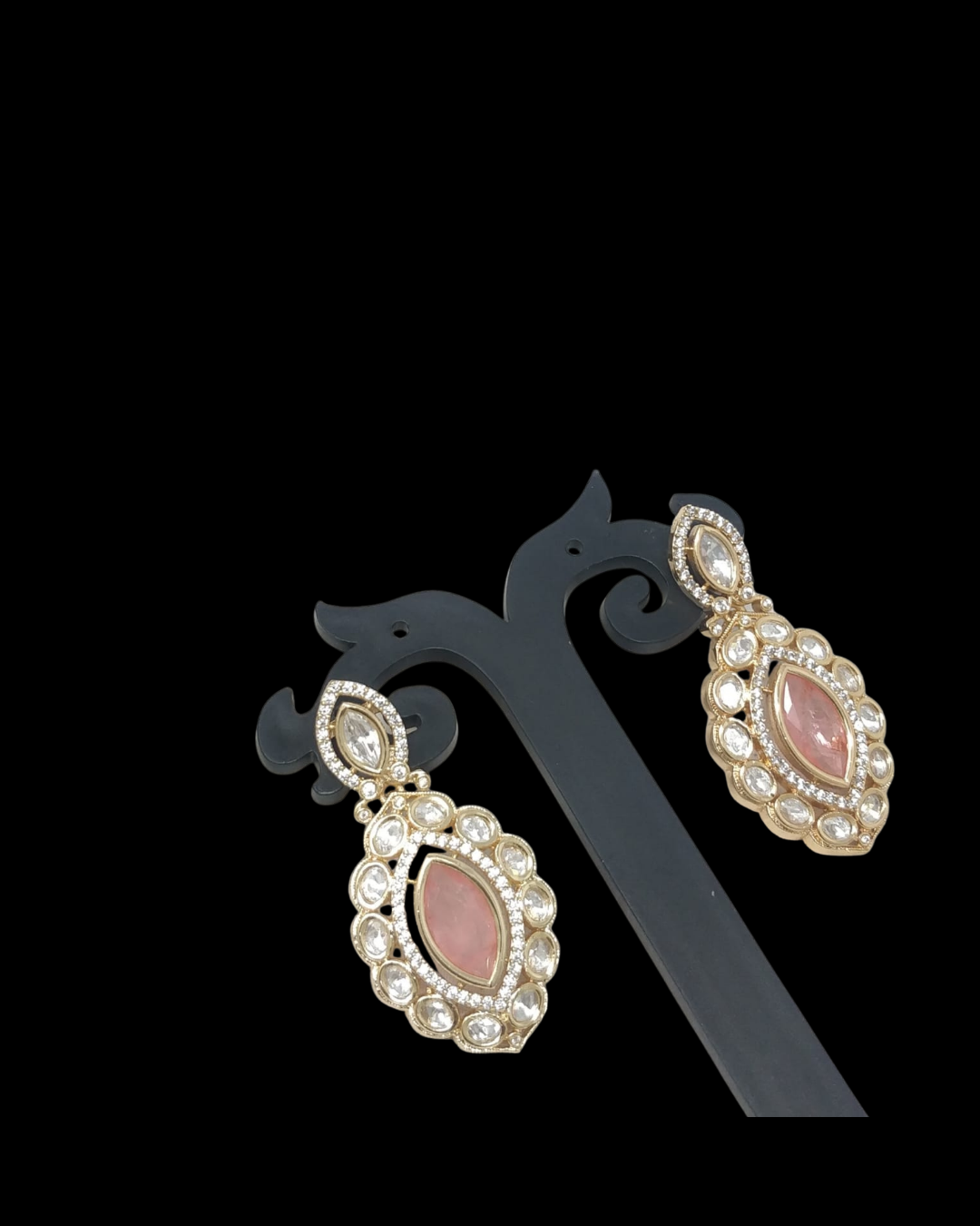 Polki Drop Earrings with Halo Detailing