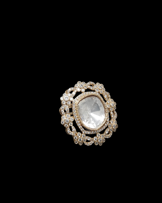 Oval Polki Halo Cocktail Ring