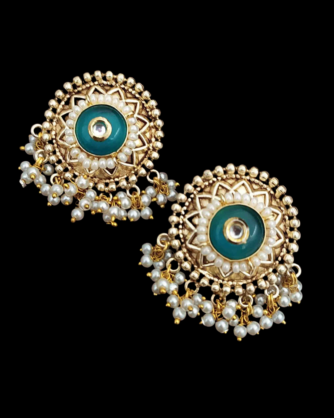Rajwadi  Pearl Jhumka Stud Earrings
