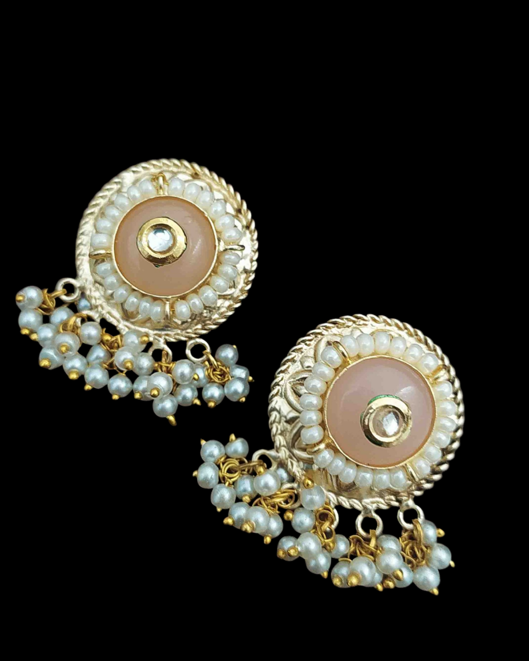 Rajwadi  Pearl Jhumka Stud Earrings