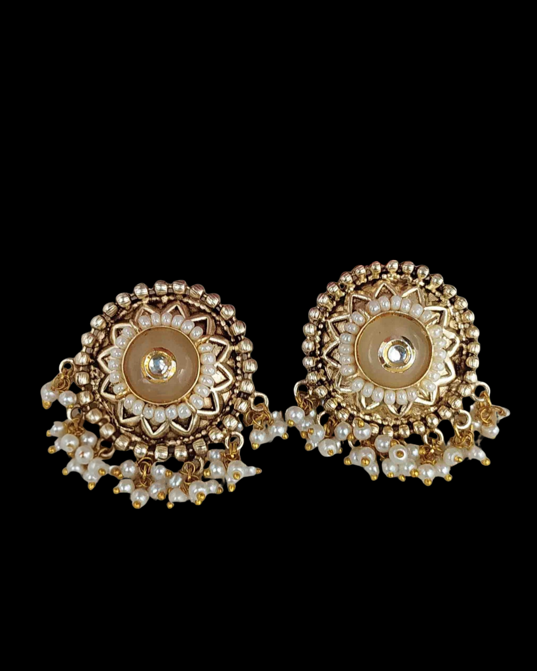 Rajwadi  Pearl Jhumka Stud Earrings
