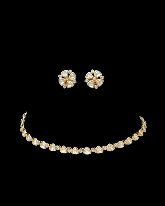 Classic Kundan Necklace Set with Stud Earrings