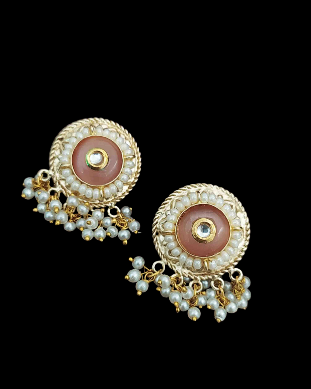 Rajwadi  Pearl Jhumka Stud Earrings