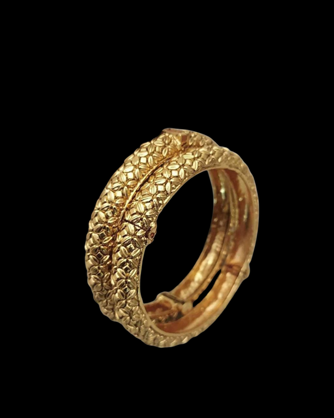 Antique Finish Textured Gold Bangles with Handcrafted Detailing