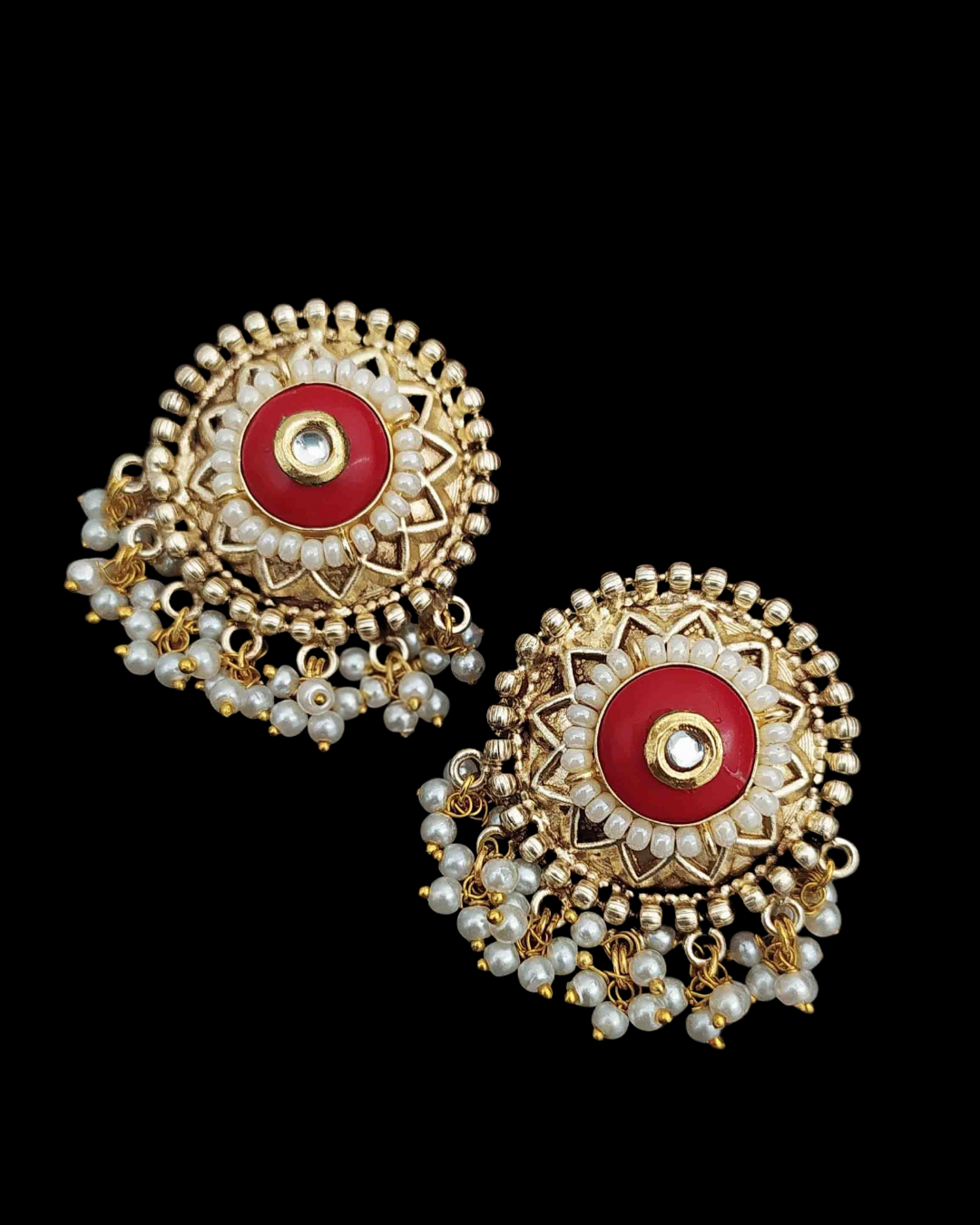 Rajwadi  Pearl Jhumka Stud Earrings