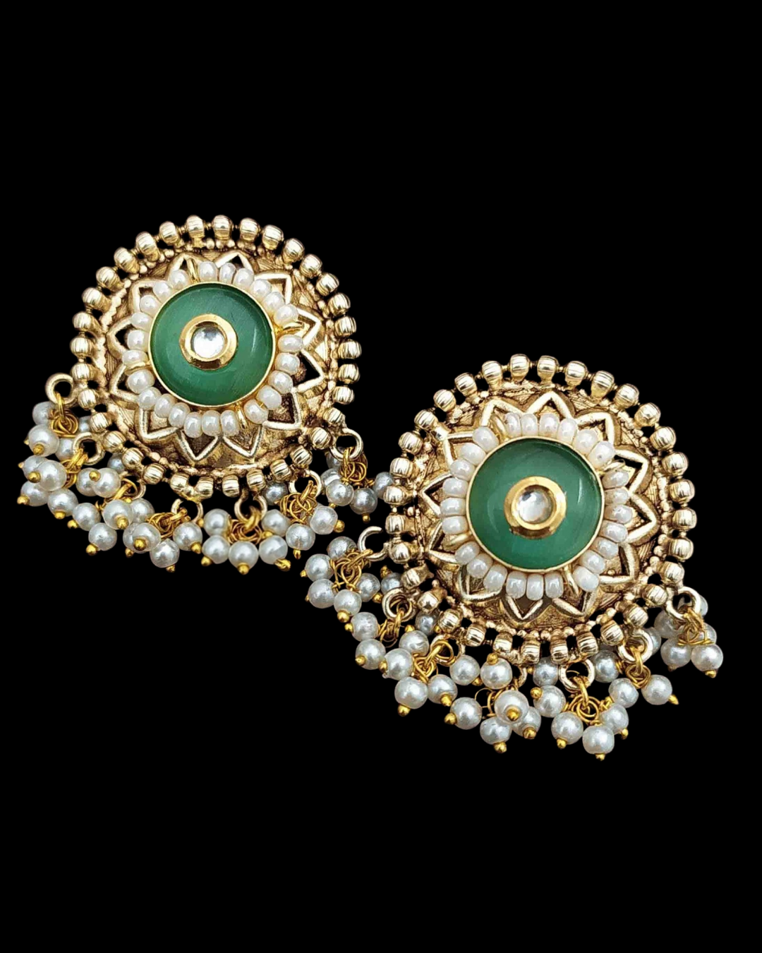 Rajwadi  Pearl Jhumka Stud Earrings