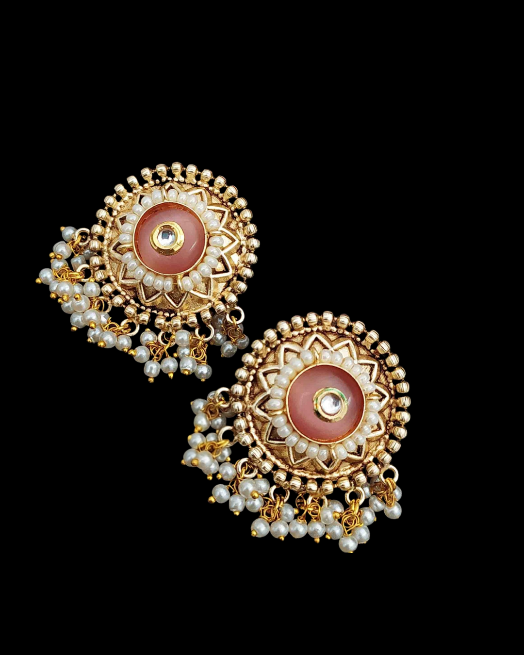 Rajwadi  Pearl Jhumka Stud Earrings