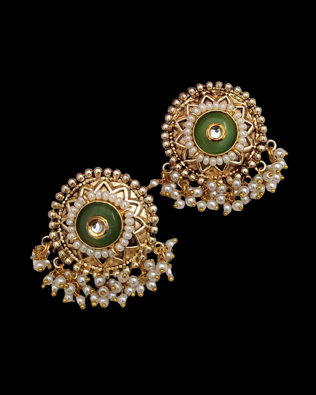 Rajwadi  Pearl Jhumka Stud Earrings