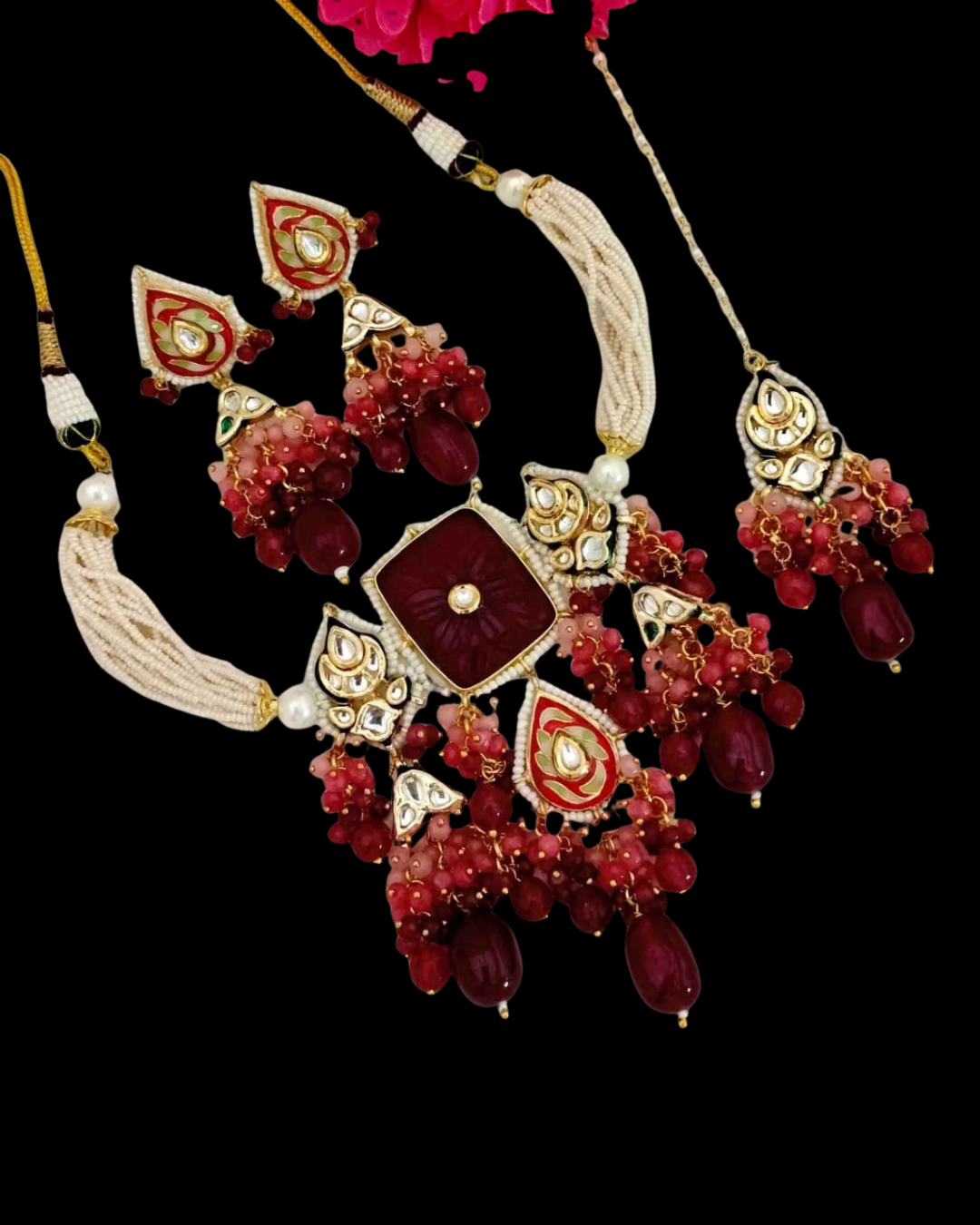 Kundan Pearl Bridal Necklace Set