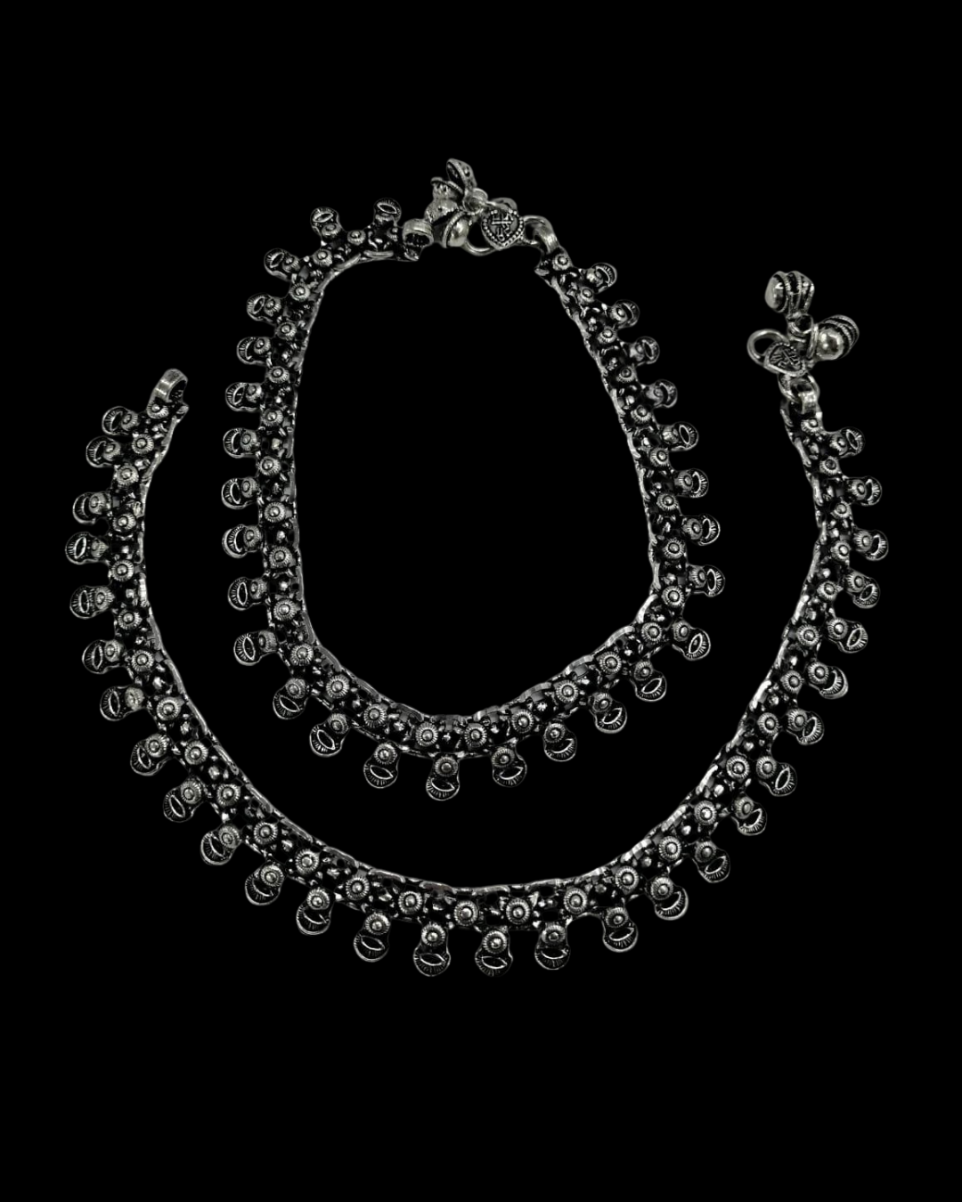 Silver Anklets with Tribal Motifs