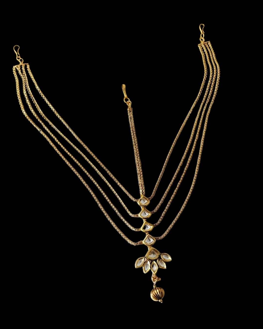 Layered Kundan Gold Maang Tikka