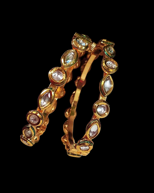 Teardrop Kundan Statement Bangles