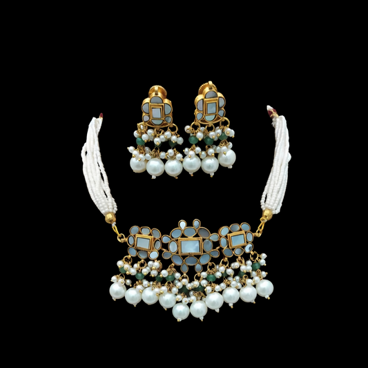 Mother of Pearl Choker Necklace Set